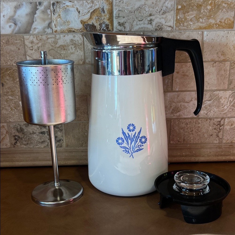 Corningware blue cornflower vintage Coffee 9- cup coffee percolator, Pre-owned - Picture 2 of 7